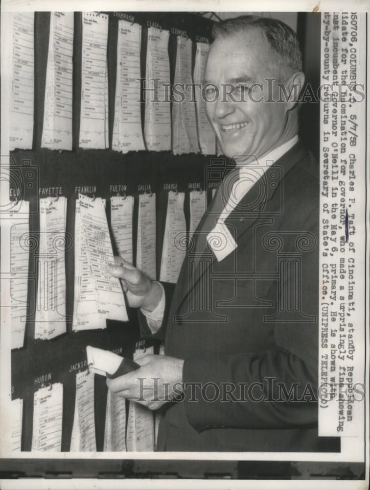 1958 Press Photo Charles P Taft Republican Candidate for Governor - nef60386 - Historic Images