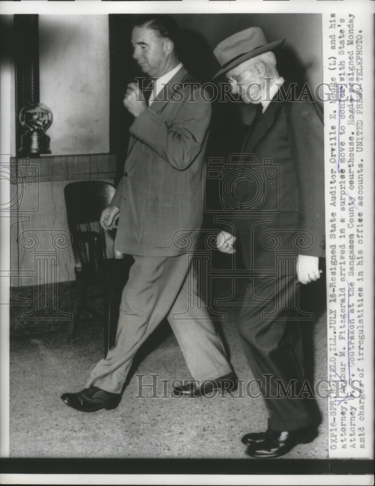 1956 Orville Hodge &amp; His Attorney Arthur M Fitzgerald at Courthouse - Historic Images