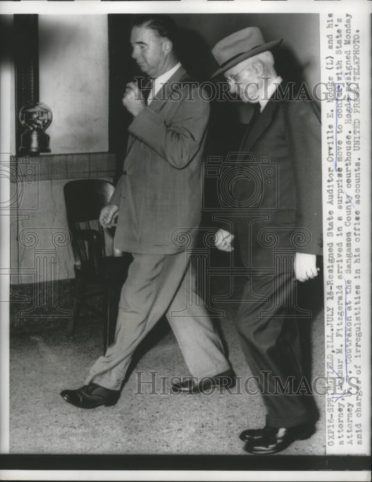 1956 Orville Hodge & His Attorney Arthur M Fitzgerald at Courthouse - Historic Images