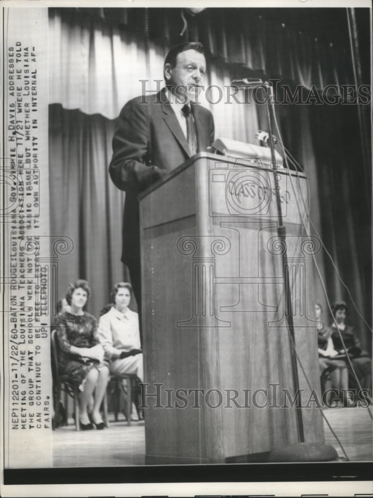 1960 Press Photo Governor Jimmie Davis Addresses Louisiana Teachers Assoiciation-Historic Images