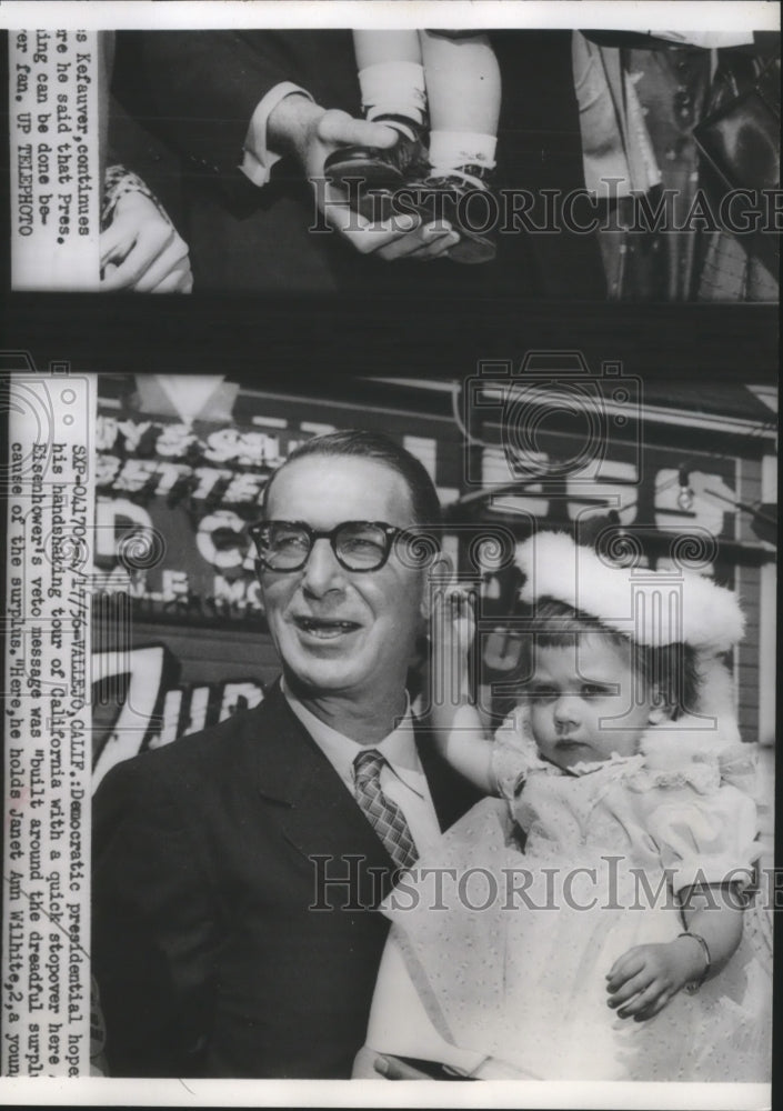 1956 Carey Estes Kefauver holds Janet Ann Wilhite  - Historic Images