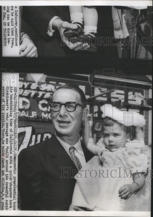 1956 Carey Estes Kefauver holds Janet Ann Wilhite  - Historic Images