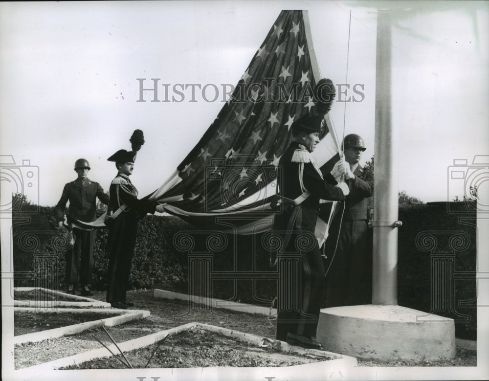 1955 US Flag Raised at South European Task Army Force Headquarters - Historic Images