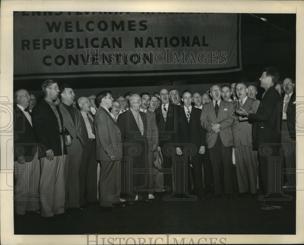 1948 Press Photo Albert Germanson Leads Columbus, Ohio Republican Glee Club - Historic Images