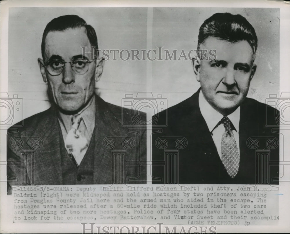 1951 Press Photo Clifford Hansen & John N.Baldwin were kidnaped and held hostage-Historic Images
