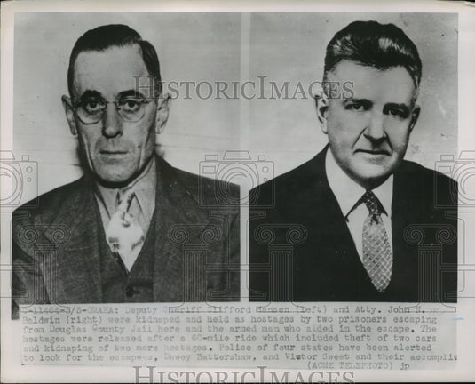 1951 Press Photo Clifford Hansen & John N.Baldwin were kidnaped and held hostage-Historic Images