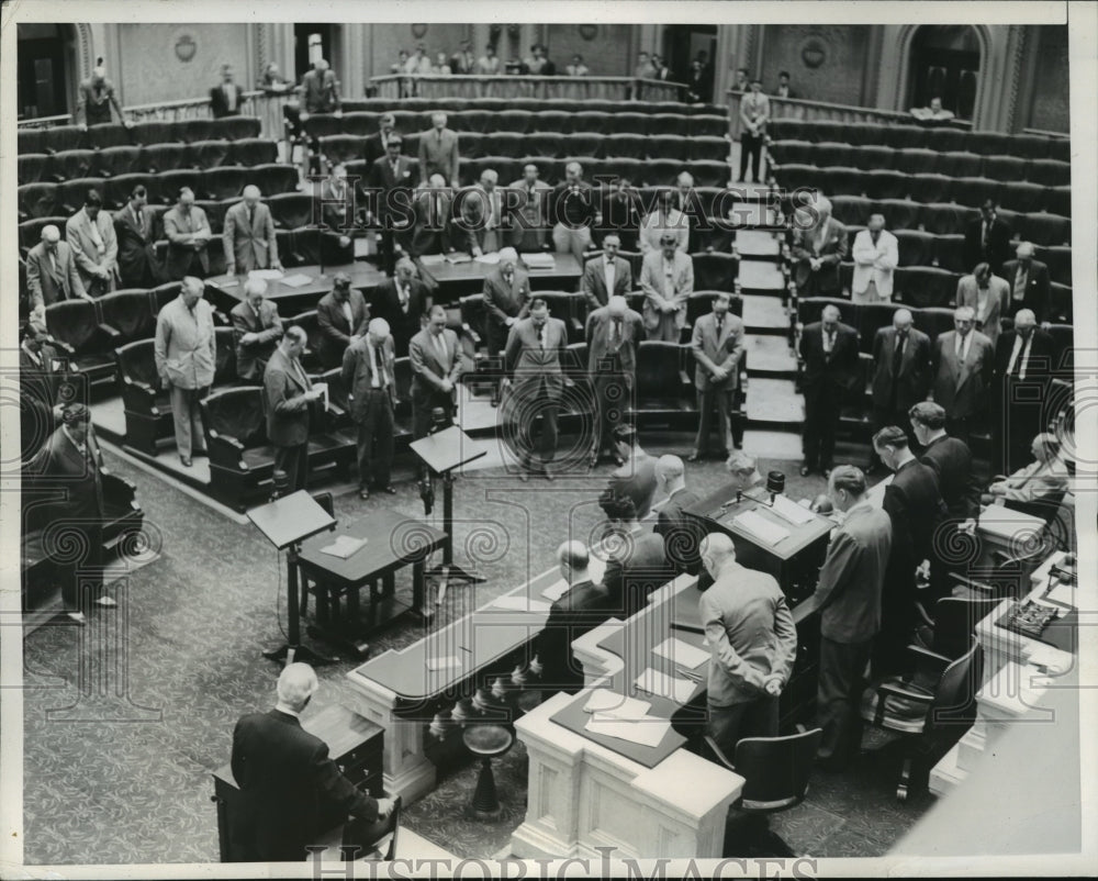 1944 Members of house stand in silence after reading of prayer - Historic Images