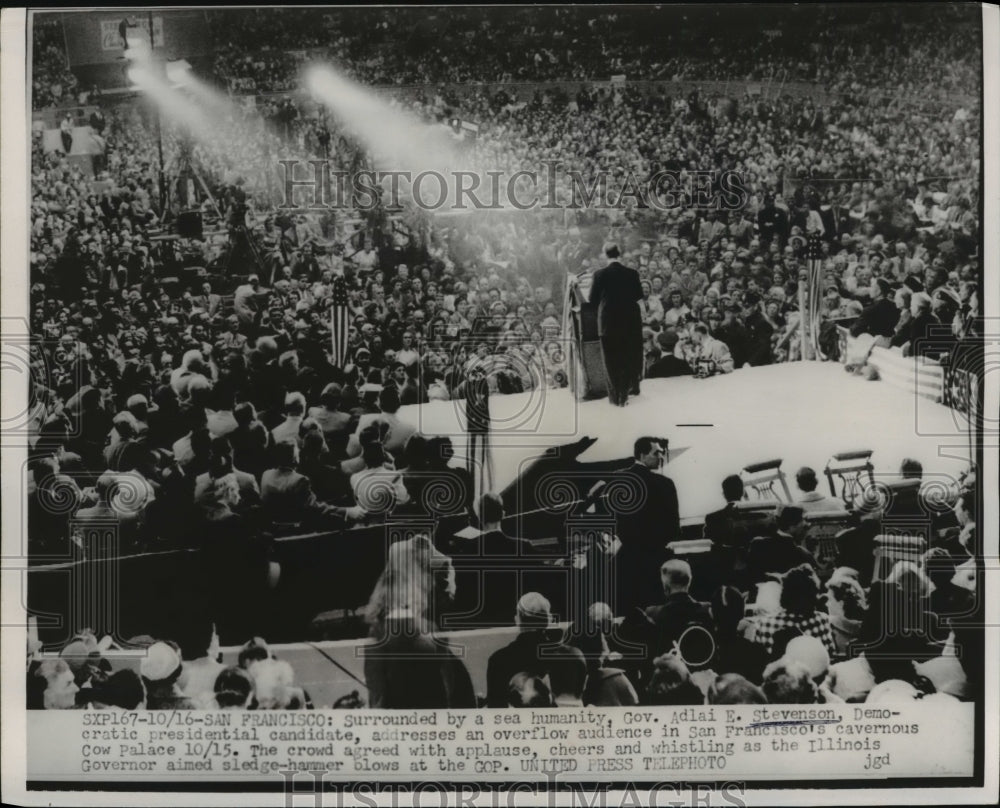 1952 Governor Adlai Stevenson Speaks at San Francisco Cow Palace - Historic Images