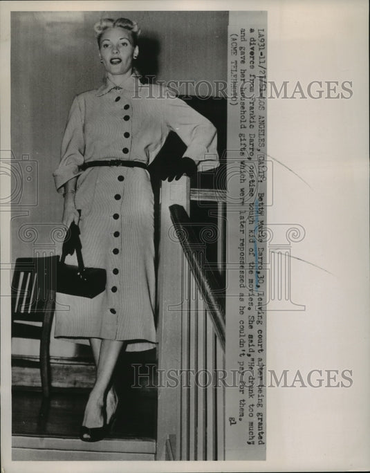 1951 Betty Marie Darro Leaves Court After Granted Divorce - Historic Images