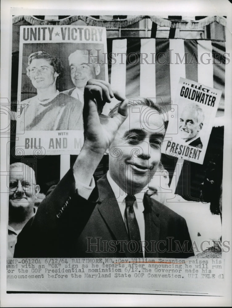 1964 Gov. William Scranton announced his presidential nomination - Historic Images