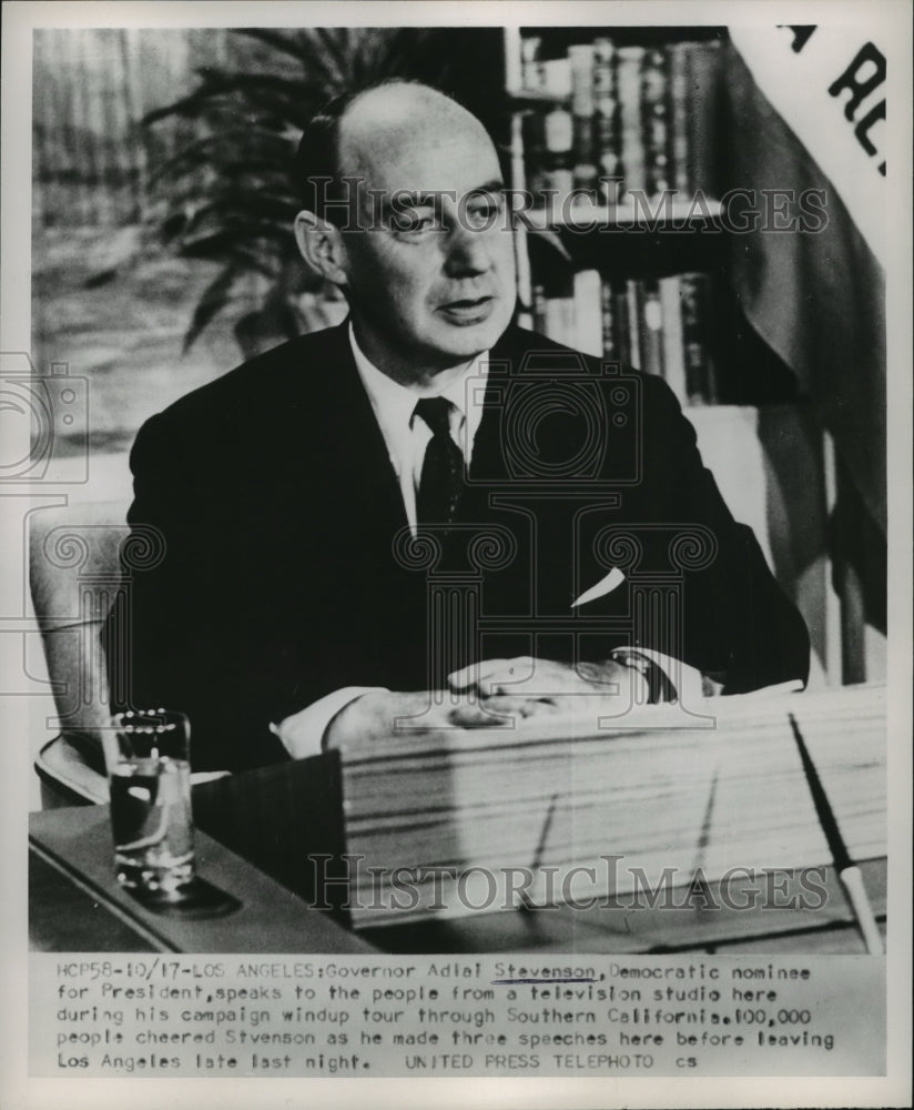 1952 Gov.Adlai Stevenson speaksto the people from Television Studio - Historic Images