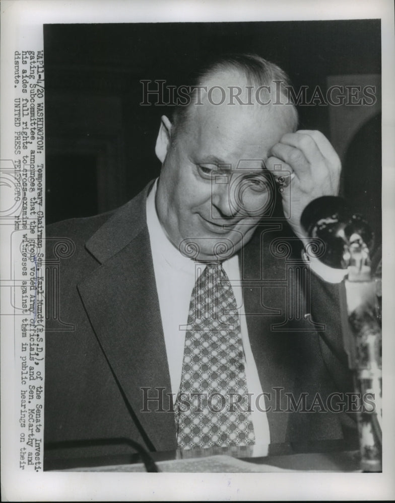 1954 Sen.Karl Mundt Senate Chairman on Sen.McCarthy hearing - Historic Images