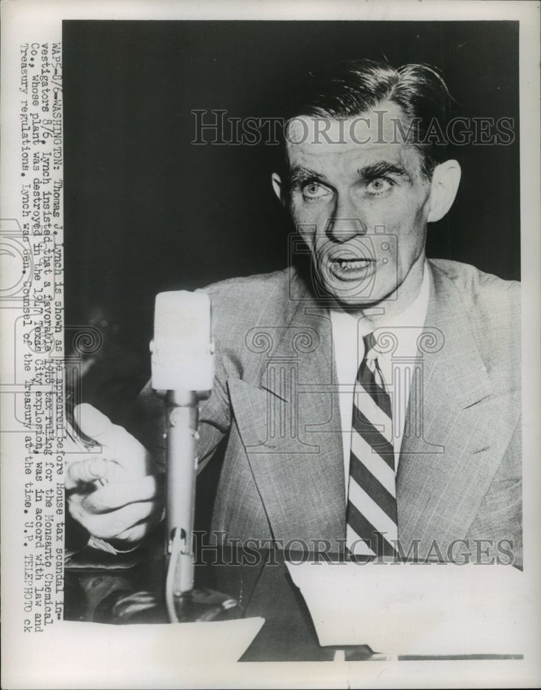 1953 Thomas J. Lynch appeared before House Tax Scandal Investigators - Historic Images