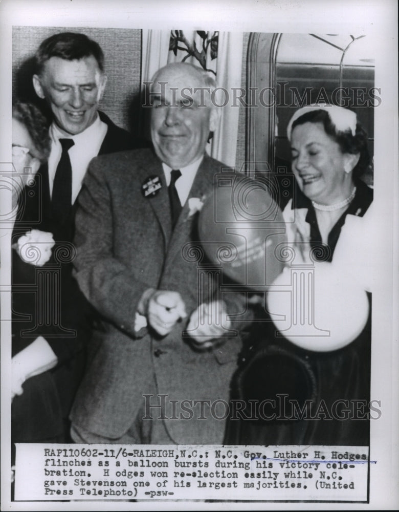 1956 Press Photo Gov.Luther H.Hodges during his victory calebrations - nef61275-Historic Images