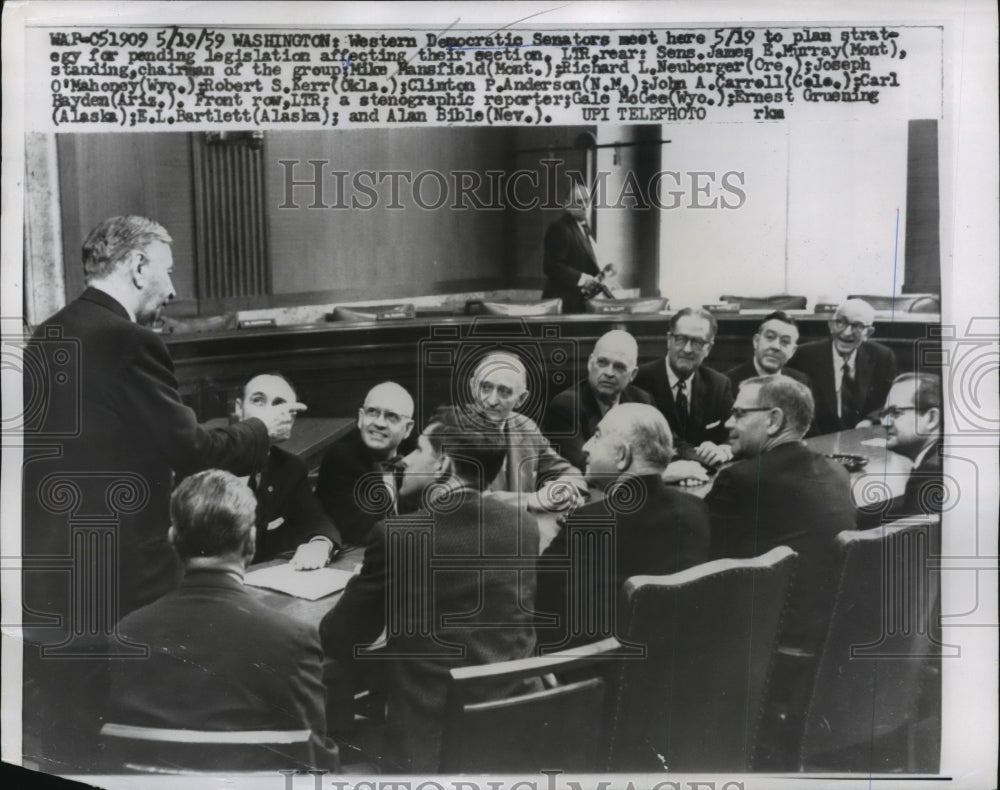 1959 Press Photo Democratic Senators Plan Strategies for Pending Legislation - Historic Images