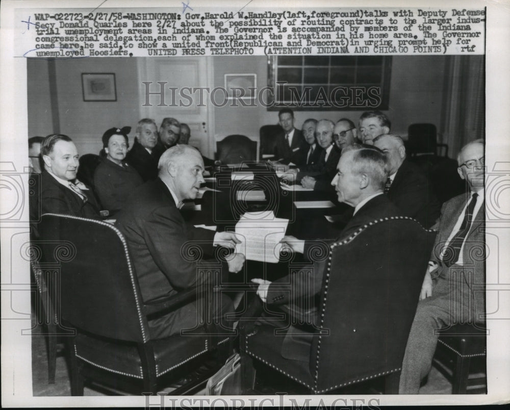 1958 Harold Handley, Donald Quarles in Indiana Congressional Meeting - Historic Images