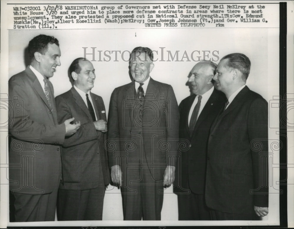 1958 Nell McElroy Defense Sec.with Group of Governors at White House - Historic Images