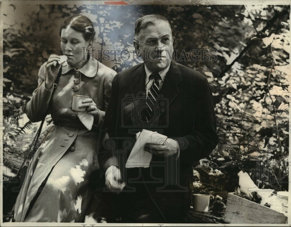 1938 Secretary & Mrs Harold Ickes in Hoh River Forests, Seattle - Historic Images