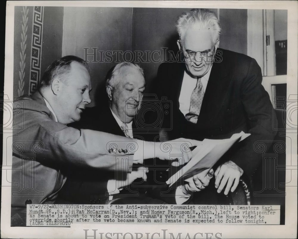 1950 Karl Mundt,Pat McCarren,Homer Ferguson for Anti - Historic Images