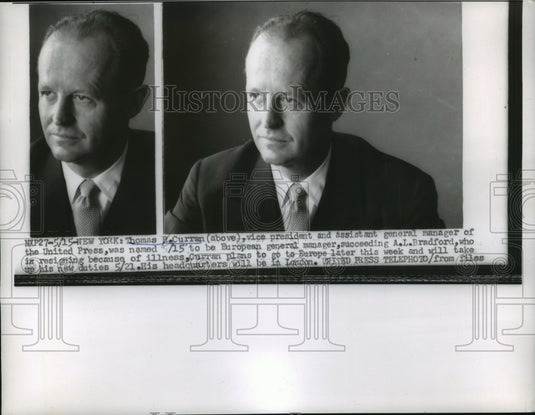 1956 Press Photo Thomas R.Curran,Vice Pres and Asst.Gen. Manager of United Press-Historic Images
