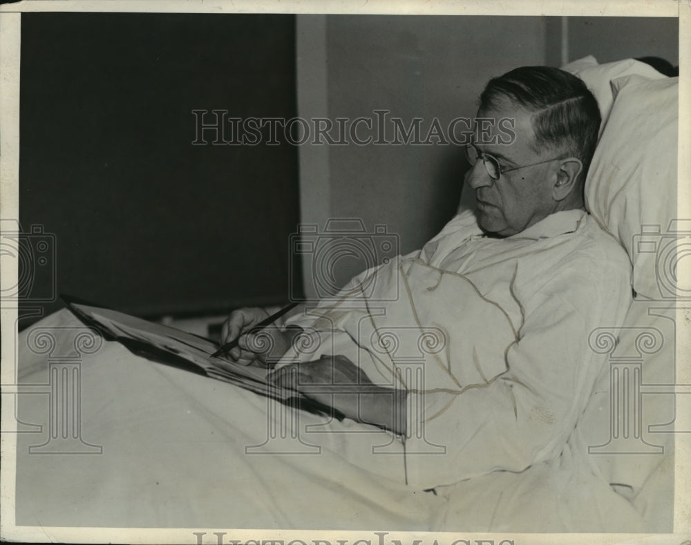 1933 Harold Ickes Secretary of Interior in Hospital after Ice Fall - Historic Images