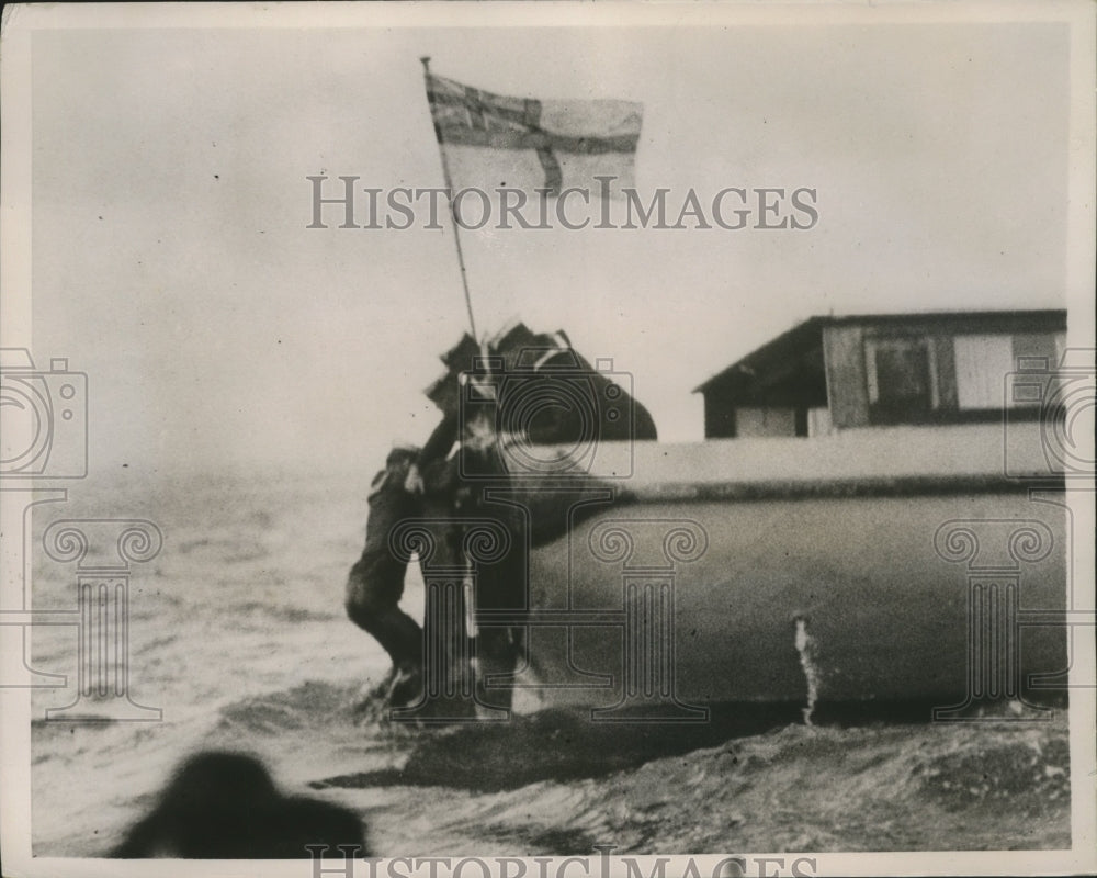 1935 Man Overboard Picked Up by Rescue Boat off Spithead &amp; Portmouth - Historic Images