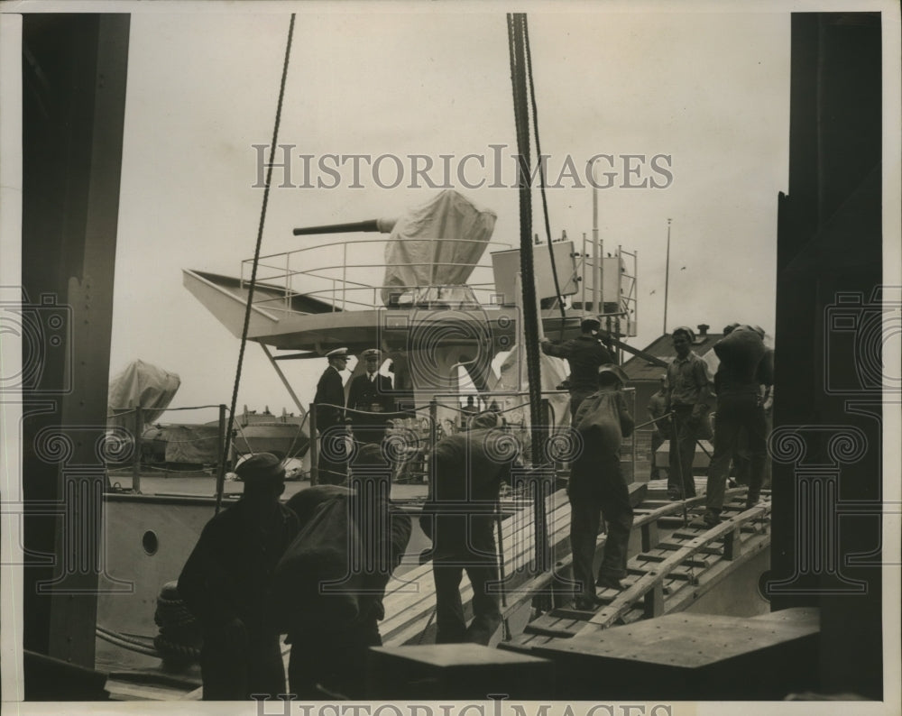 1940 U.S Coast Guard Cutter Campbell loaded with equipment - Historic Images