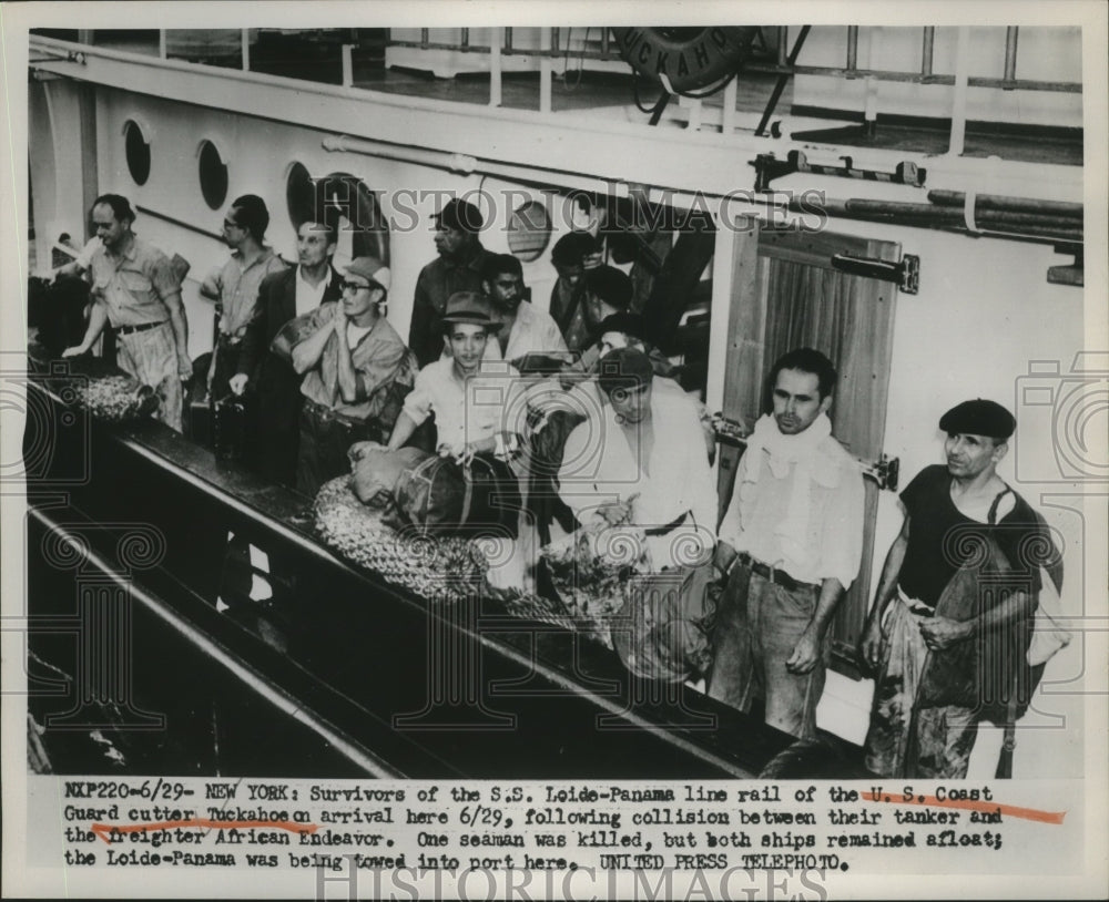 1953 Press Photo Survivors of the S.S. Loide Panama of the U.S Coast Guard-Historic Images