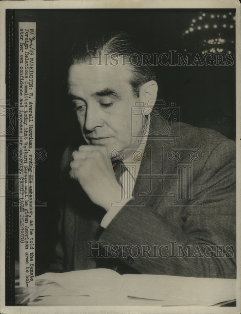 1948 Press Photo Harriman speaks before the Senate Foreign Relations Committee-Historic Images