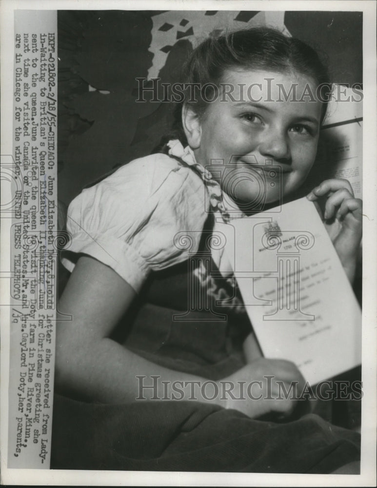 1955 Press Photo Doty holds letter she received from Lady-In-Waiting - nef62467 - Historic Images