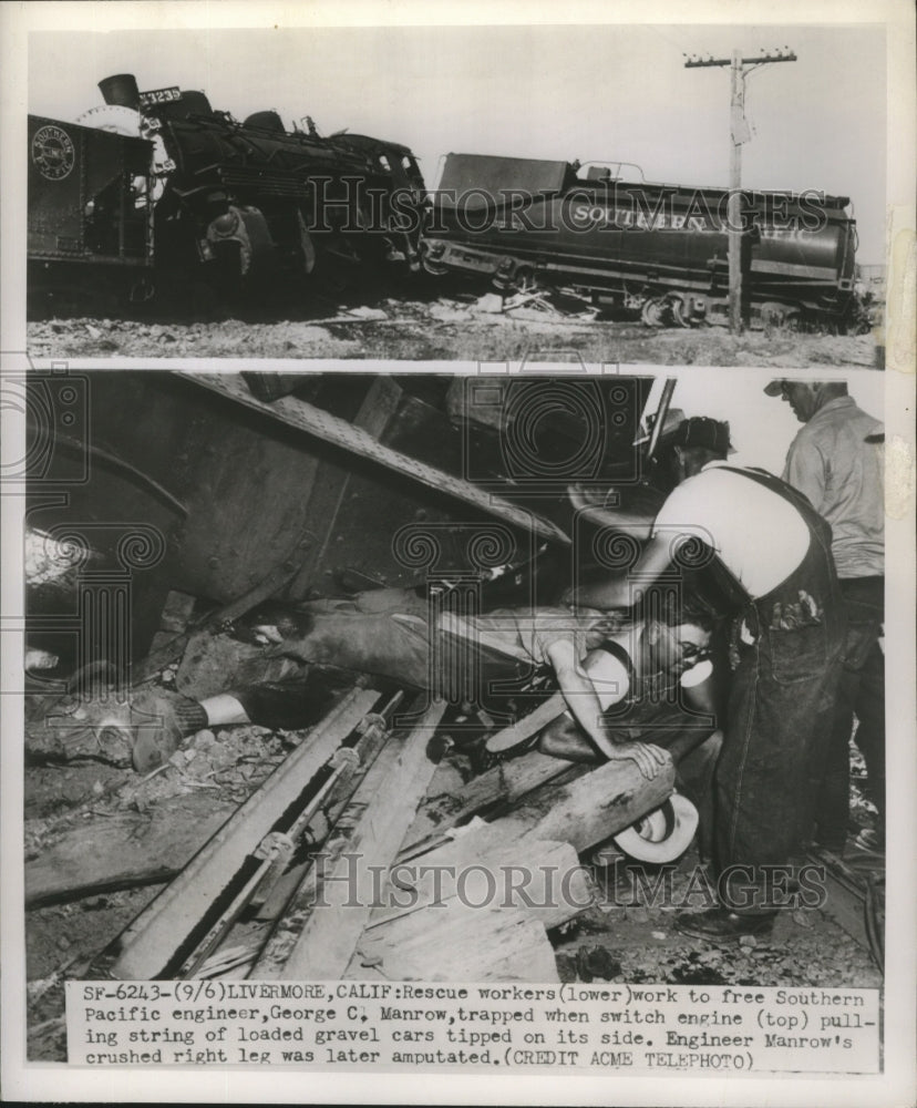 1951 Rescue workers work to free George C. Manrow  - Historic Images