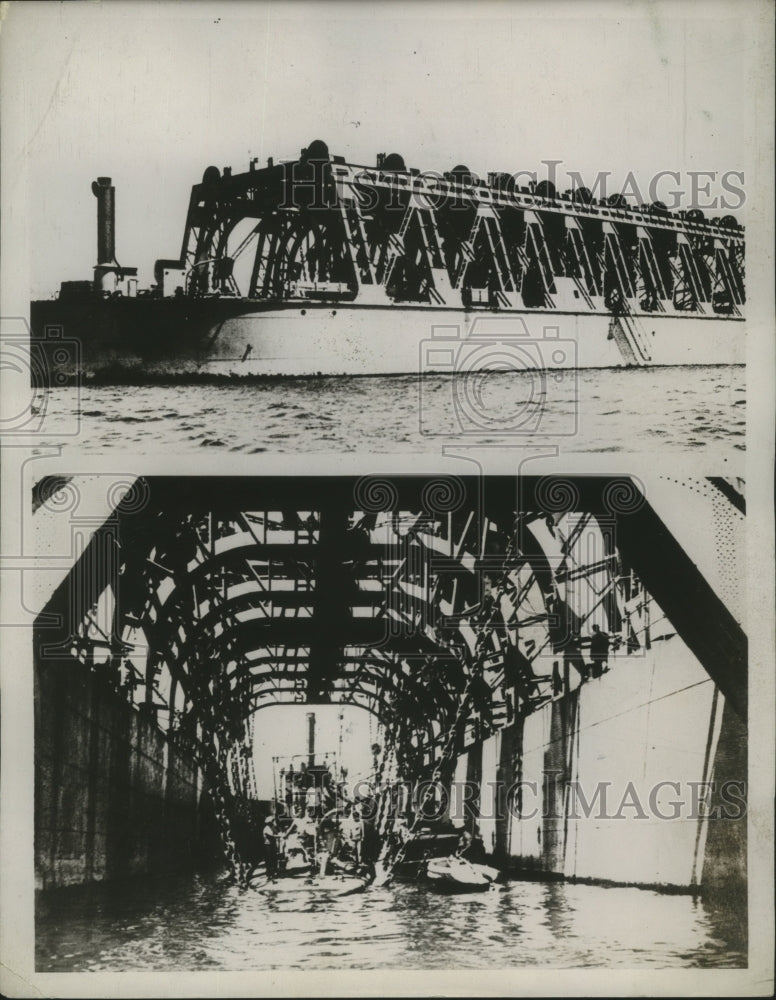 1934 New French Device "Salvage Dock" Designed to be Sunk in Water - Historic Images