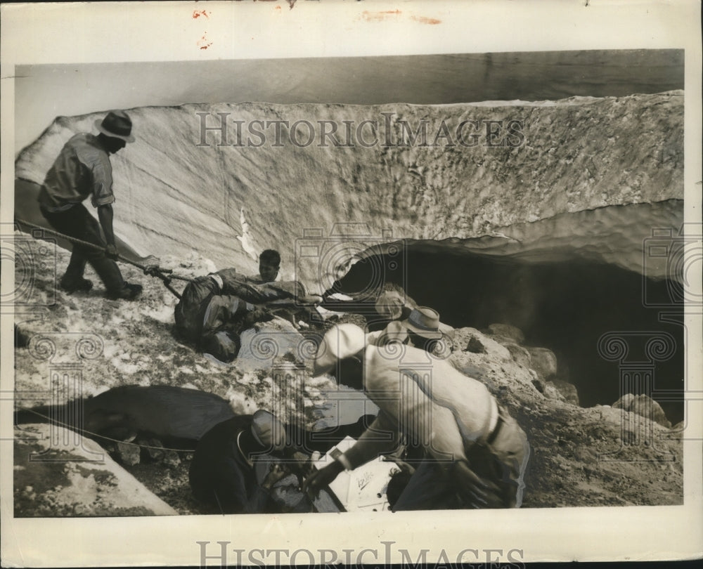 Press Photo Workers digging on crater on Mount Hood - nef62725-Historic Images