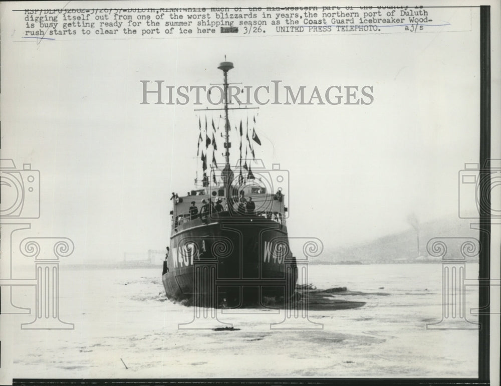 1957 Coast Guard Icebreaker Ship "Woodrush"  - Historic Images