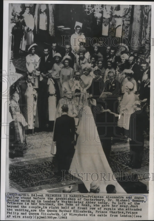1963 Press Photo Princess Alexandra & Angus Ogilvy Stand Before Archbishop - Historic Images