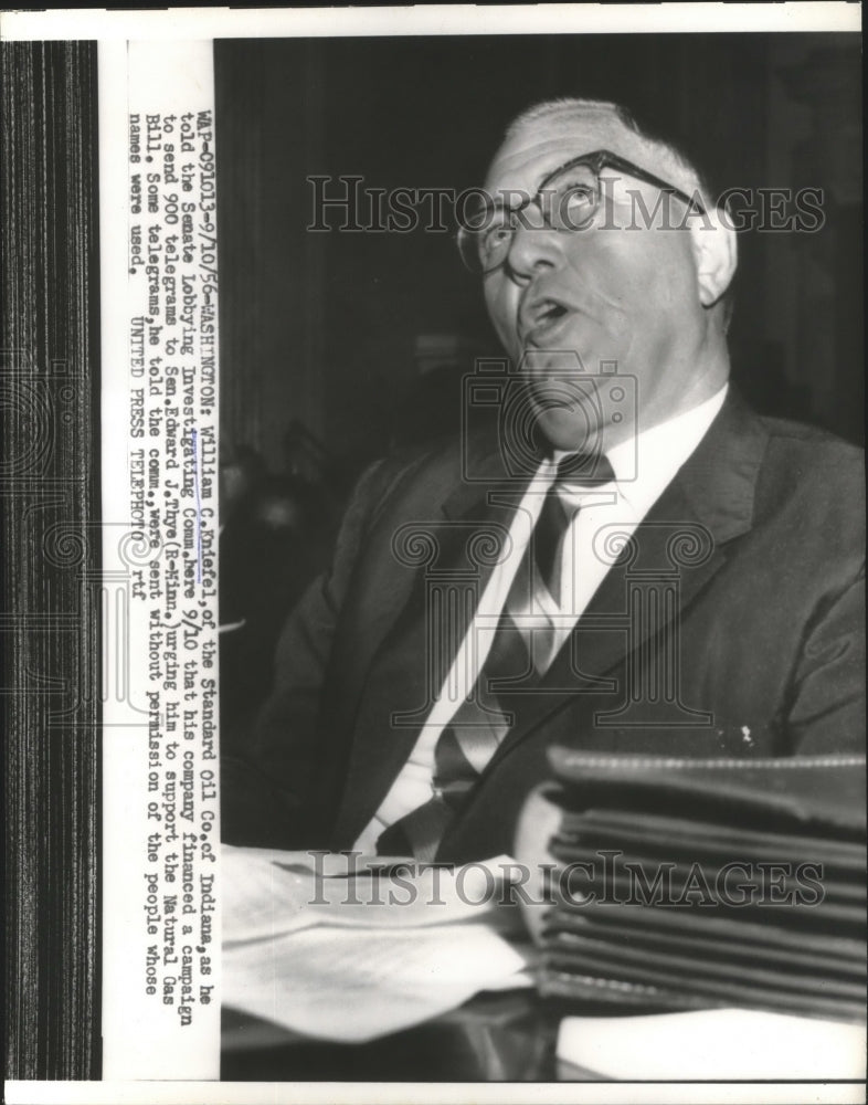 1956 Press Photo William C. Kniefel at Senate Lobbying Investigating Hearing-Historic Images