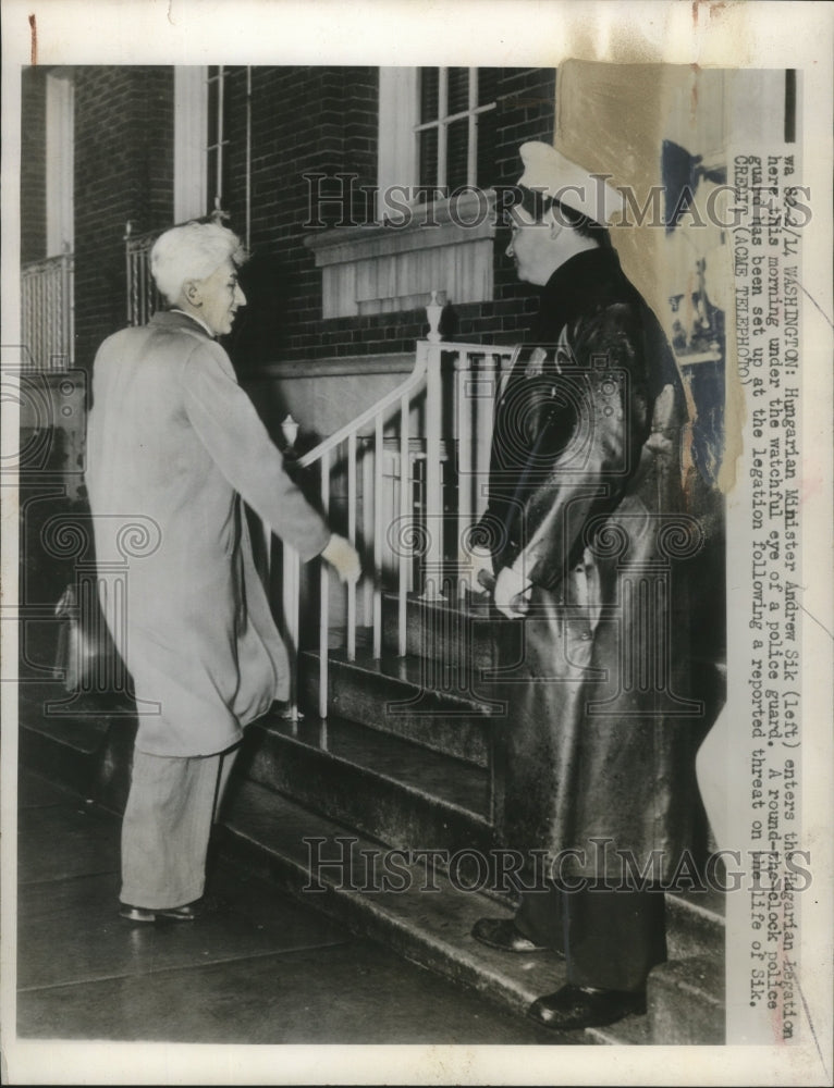 1949 Hungarian Minister Andrew Sik w/ Police Guard, Washington - Historic Images