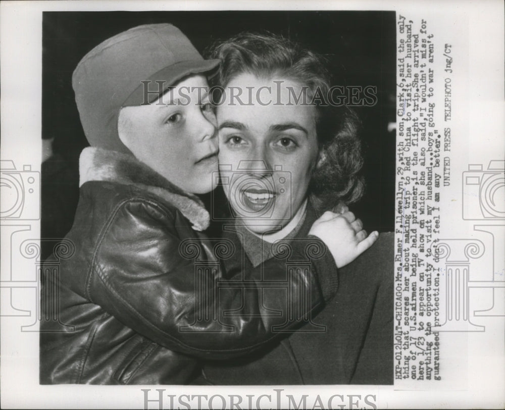 1955 Press Photo Mrs. Elmer F Llewellyn with son, Clark - nef63293-Historic Images