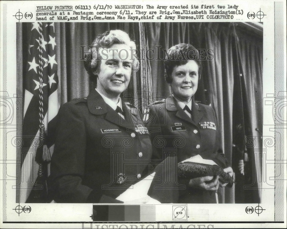 1970 Elizabeth Hoisington (L) &amp; Anna Hays First Two Lady Generals - Historic Images