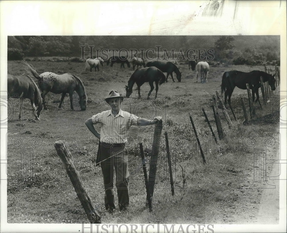 Horse Trader Charlie Lane on His Horse Farm Surrounded by His Herds - Historic Images