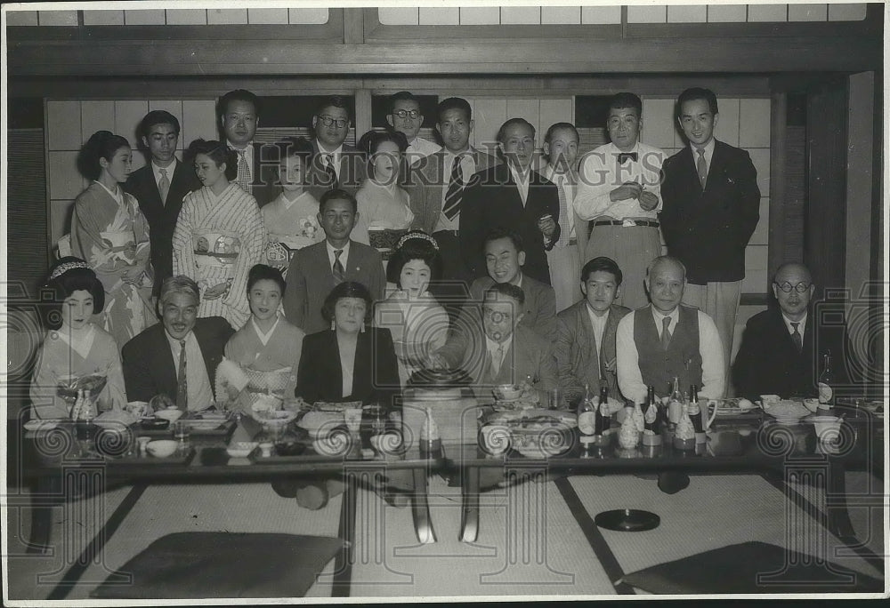 1950 Mr &amp; Mrs Spink at a Sukiyaki Party in Tokyo  - Historic Images