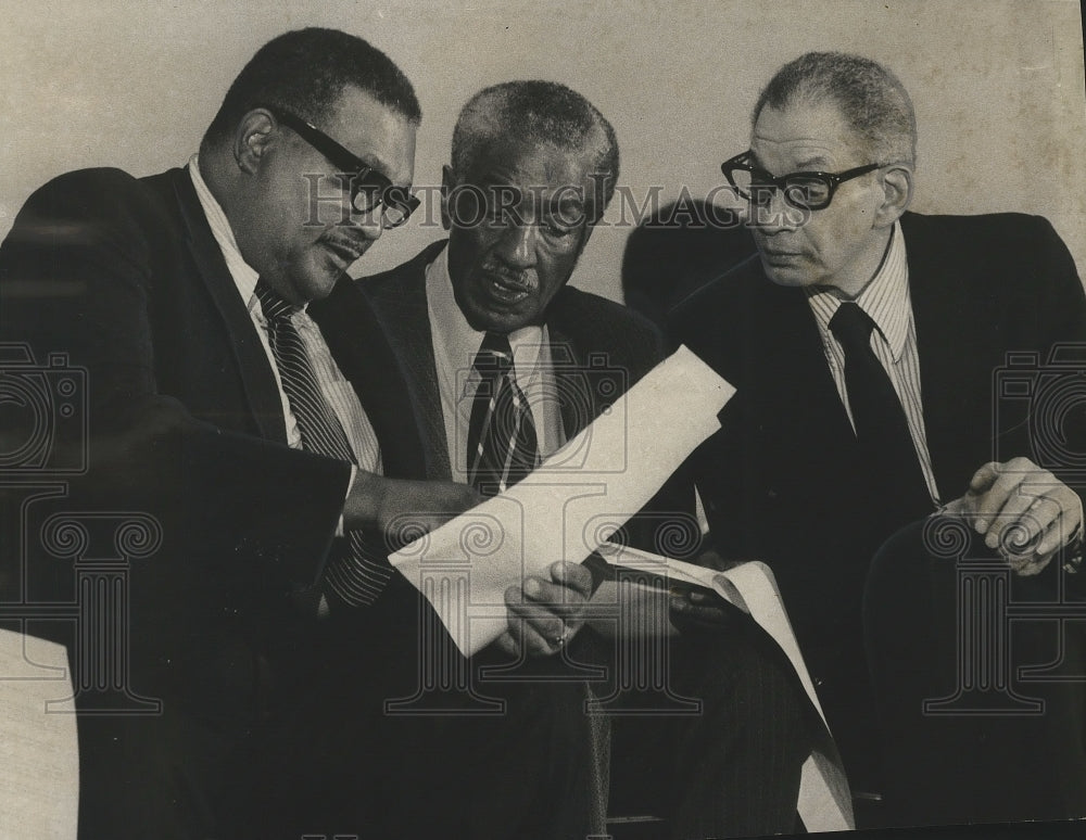 1974 Getting Their Heads Together During Rally on Police Reform - Historic Images