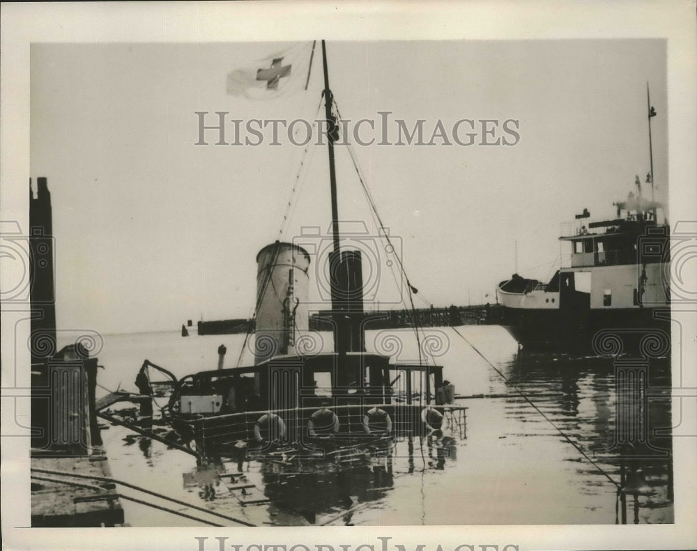 1940 French Hospital Ship Sunk in Belgian Harbor After German Attack - Historic Images