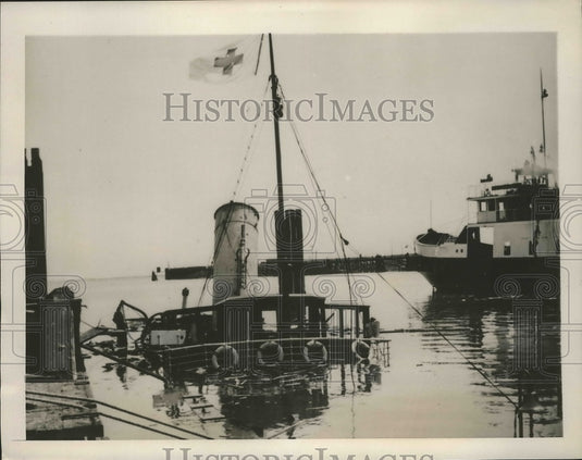 1940 French Hospital Ship Sunk in Belgian Harbor After German Attack - Historic Images