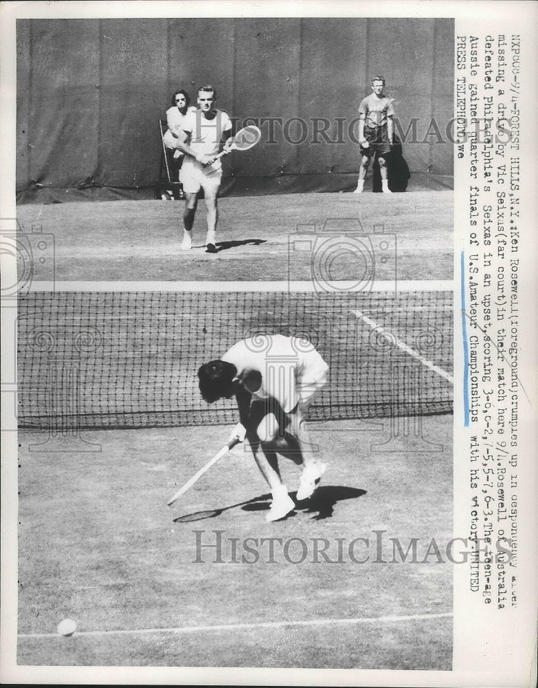 1952 Tennis Match Ken Roswell vs. Vic Seixas at Amateur Championship - Historic Images