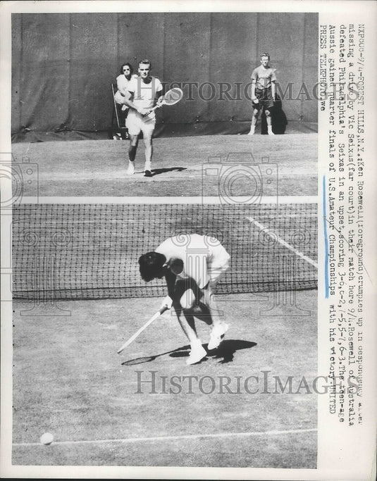 1952 Tennis Match Ken Roswell vs. Vic Seixas at Amateur Championship - Historic Images