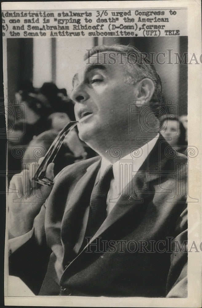 1963 Press Photo Senator Abraham Ribicoff, Connecticut Democrat - nef64292 - Historic Images