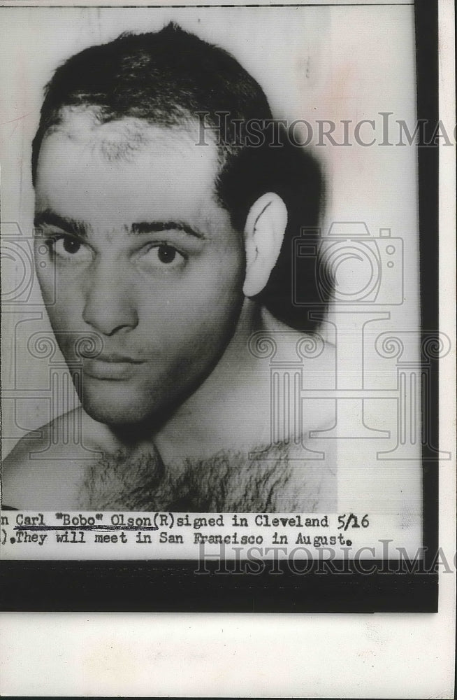 1954 Press Photo Boxer Carl "Bobo" Olson - nef64356 - Historic Images