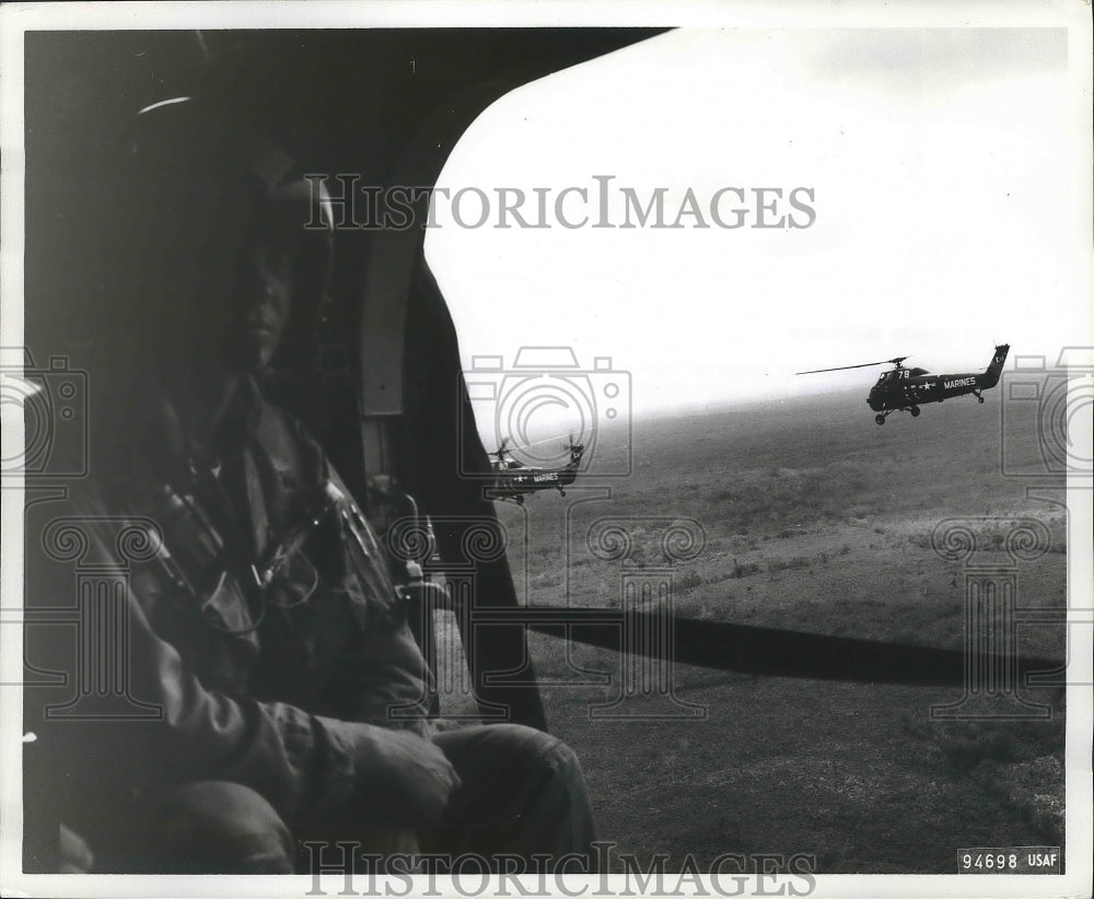 1965 Press Photo Marine Corps Helicopter Operating From San Diego Air Base-Historic Images