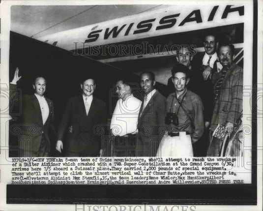 1956 Press Photo Eight-Man Team Attempt to Reach Wreckage of United Airliner-Historic Images